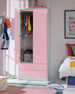 Kids Malibu 2 Door 2 Drawer Wardrobe - Pink & White ( B Grade )