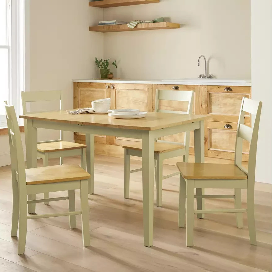 Home Chicago Extendable Cream Dining Table & 4 Chairs | Modern Dining Room Set