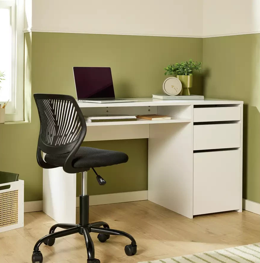 Home Pepper 2 Drawer Large Office Desk White | Home Workstation Desk