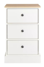 Home Kensington 3 Drawer Bedside Table Ivory | Bedroom Storage Nightstand Unit