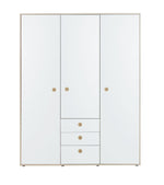 Camden 3 Door 3 Drawer Wardrobe – White & Acacia | All-in-one Storage Solution