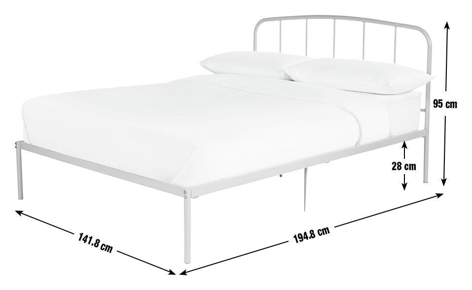 Freja Double Metal Bed Frame - Silver | Bedroom Furniture for Teen or Guest Room