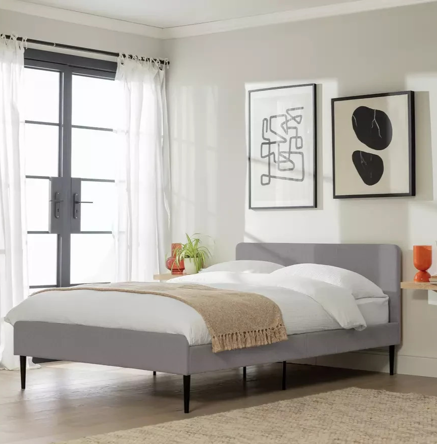 Kristopher Double Fabric Bed Frame - Grey | Bedroom Furniture for Sleep