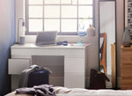Jenson Double Pedestal Dressing Table-Matte White |Storage Makeup Vanity Bedroom