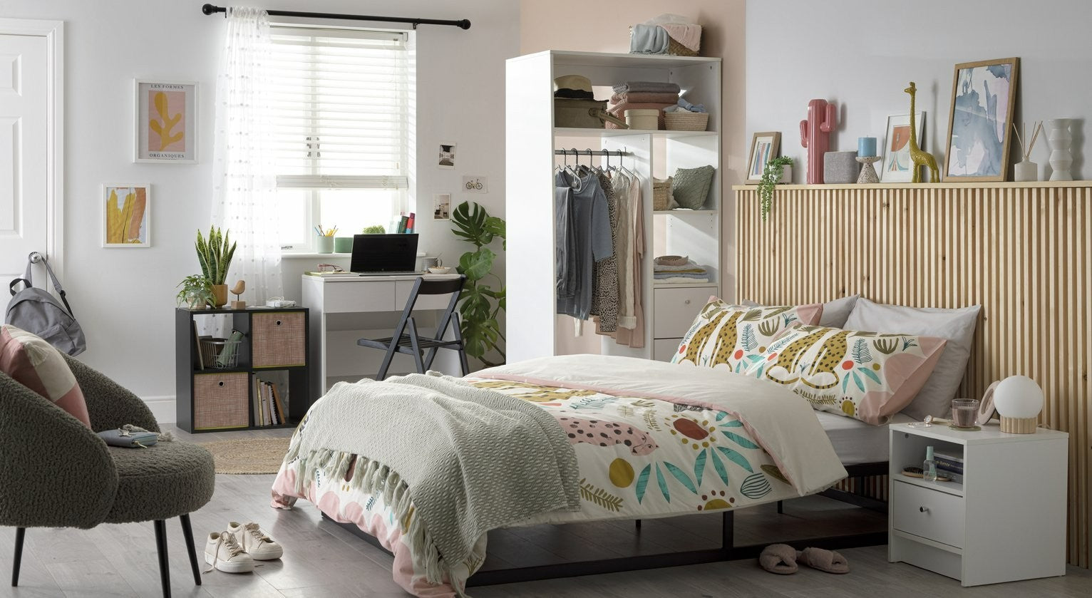 Malibu 3 Drawers Open Storage Wardrobe - White | Open wardrobe with drawers