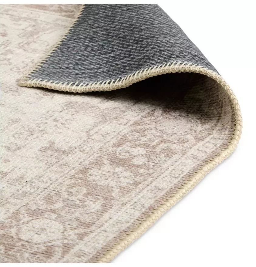 Vintage Effect Neutral Rug 120x170cm | Modern Living Room Floor Rug Carpet