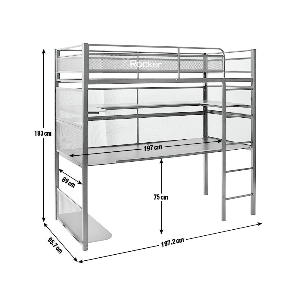 X Rocker Battle High Sleeper Gaming with XL Gaming Desk | Modern Teen Interior