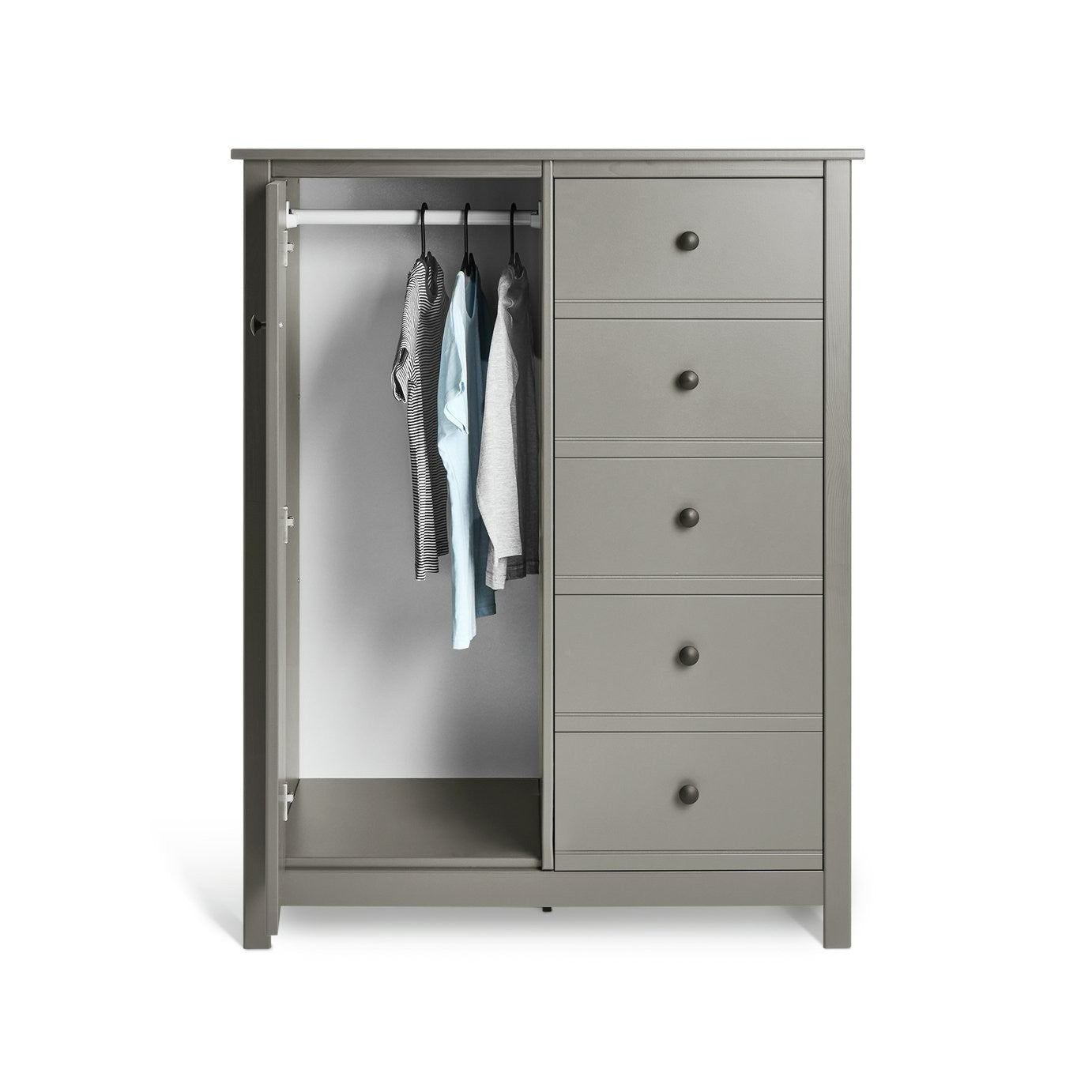 Brooklyn 1 Door 5 Drawer Short Wardrobe - Grey | Short Home Storage