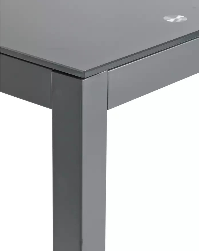 Home Lido Glass Dining Table & 4 Grey Chairs | Modern Kitchen Furniture