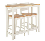 Home Chicago Oak Grey Bar Table & 2 Grey Chairs | Kitchen Breakfast Dining Set