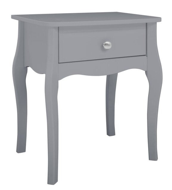 Home Amelie 1 Drawer Bedside Table Grey | Bedroom Nightstand Storage Furniture
