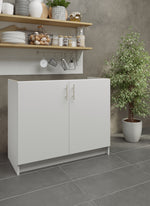 Spülenunterschrank 100cm Weiß Matt – Küchen Unterschrank für Spüle Schrank