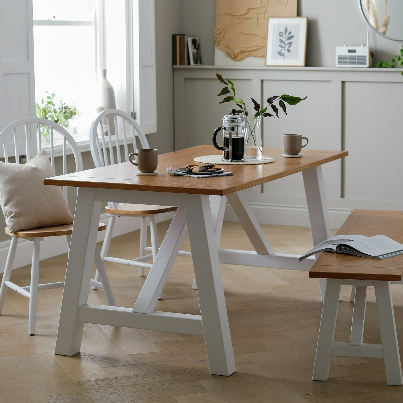 Burford Solid Wood 4 Seater Dining Table - White | Stylish Kitchen Design