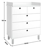 Eden 5 Drawer Chest & Changer Top -White