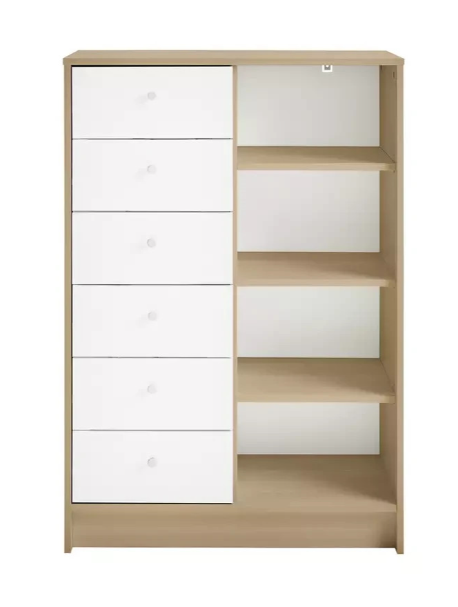 Home Kids Malibu 6 Drawer Chest White & Oak | Children’s Bedroom Storage Unit