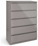 Jenson 5 Drawer Chest - Grey Gloss | Sleek Storage Solution