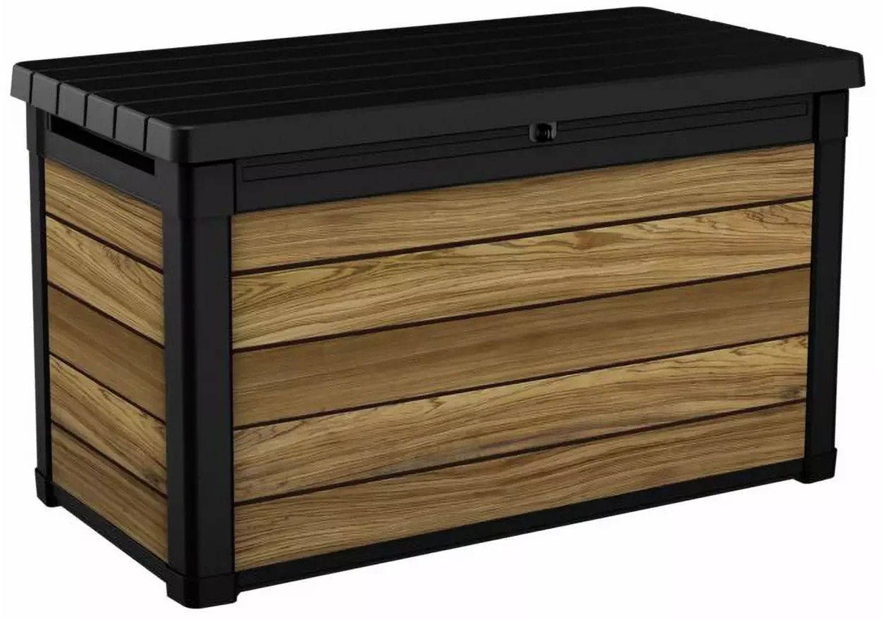 Keter 380L Signature Oakwood Effect Garden Storage Box Brown | Outdoor Storage