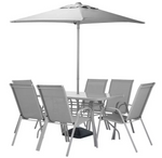 Home Sicily 6 Seater Metal Patio Set - Grey | Outdoor Garden Furniture Dining