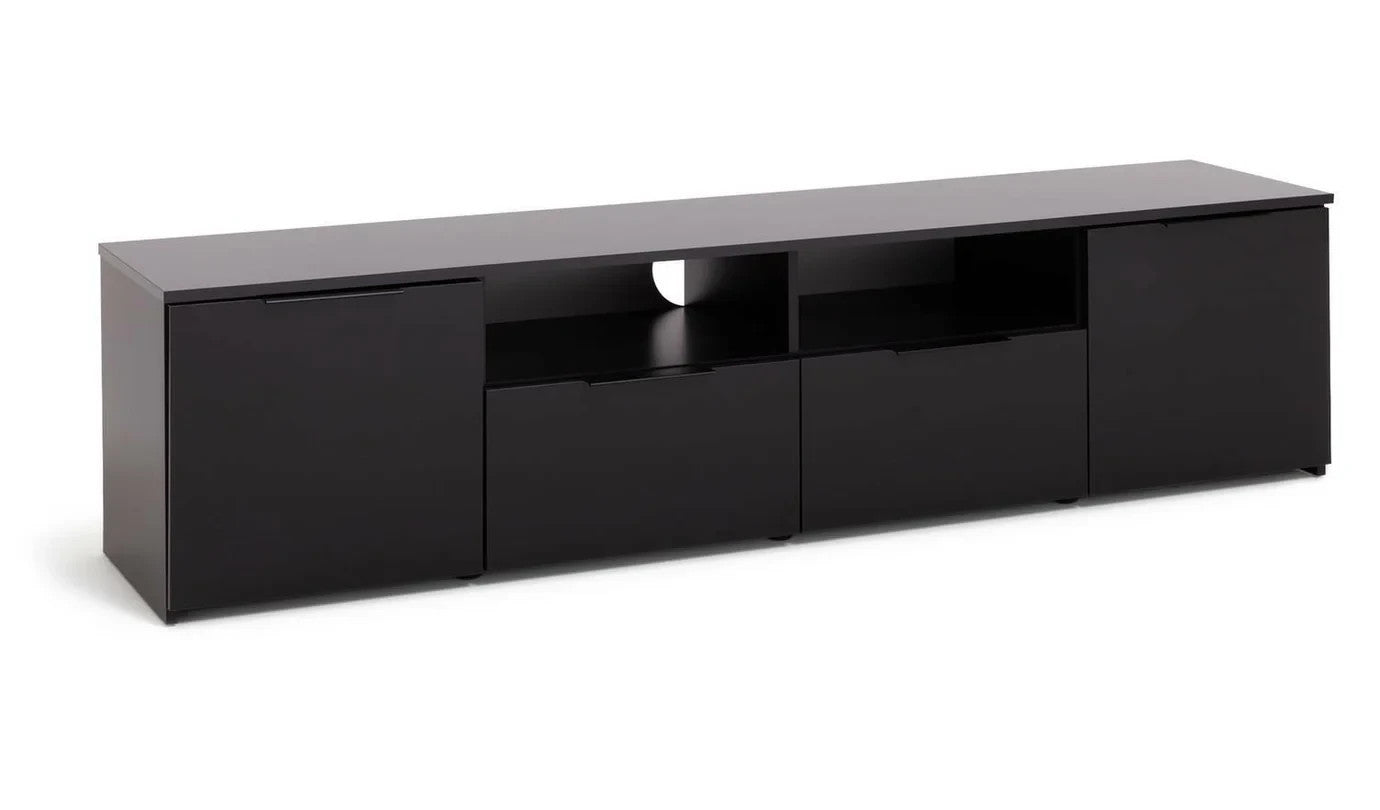 Home Hayward 2 Drawer TV Unit Black | Living Room Entertainment Stand Cabinet