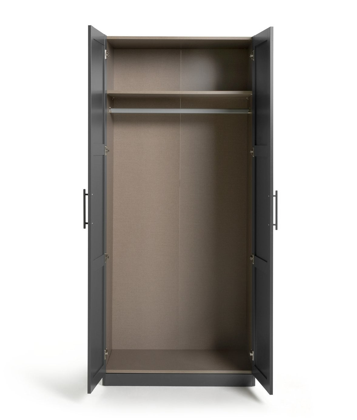 Munich Panelled 2 Door Wardrobe - Anthracite | Contemporary double door closet