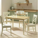 Home Chicago Solid Wood 4 Seater Dining Table Cream | Modern Dining Room Table