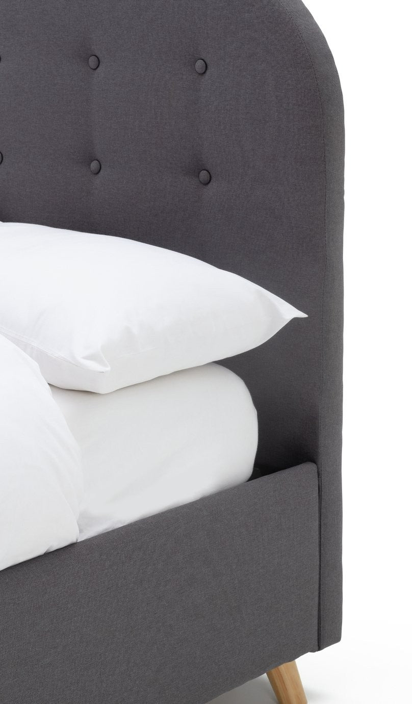 Ashby Ottoman Double Fabric Bed Frame - Grey | Soft Upholstered Comfort Bed