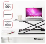ProperAV Slim Profile Stand Up Desk Workstation - White | Adjustable Office Tabl