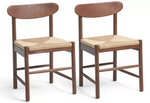 Hanna Pair of Wood Dining Chairs Walnut | Modern Kitchen Dining Seating Set