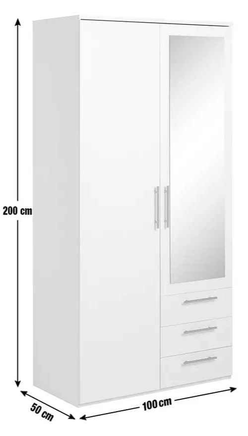 Brisbane 2 Door 3 Drawer Mirror Wardrobe - Oak (B BGRADE-1071)