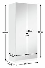 Munich 2 Door Mirror Wardrobe - Anthracite | Modernity Style Walk-In Closet