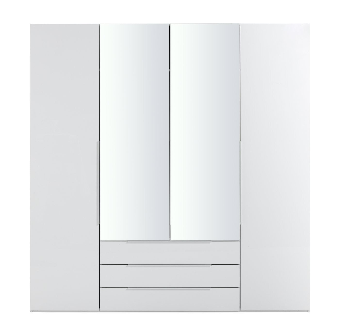 Hallingford 4 Door 3 Drawer Wardrobe- White Gloss | High Shine Furniture