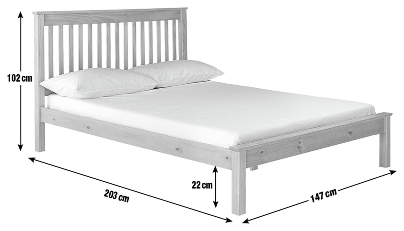 Home Aspley Double Wooden Bed Frame - White | Sturdy Sleeping Support