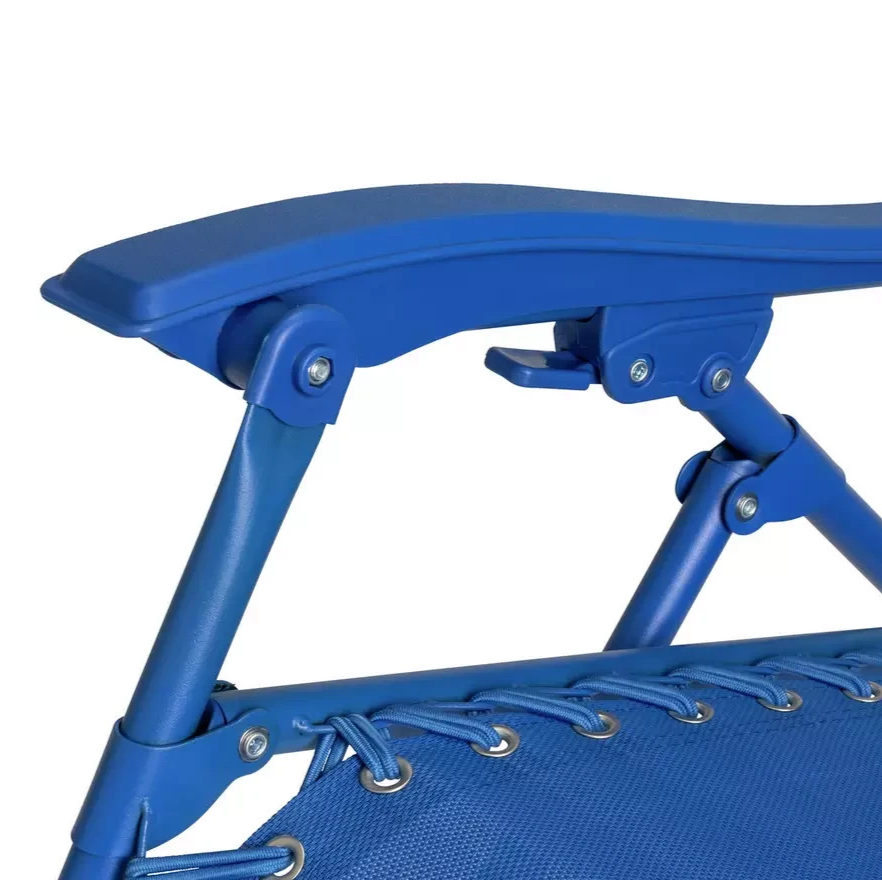 Folding Metal Zero Gravity Sun Lounger Blue | Outdoor Garden Reclining Chair