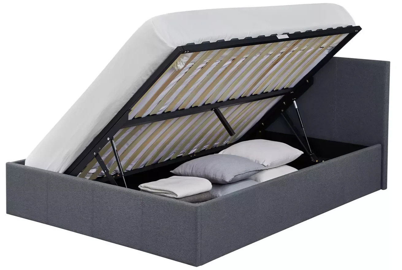 Home Heathdon Small Double Ottoman Bed Frame Grey | Upholstered Storage Bed Bedr