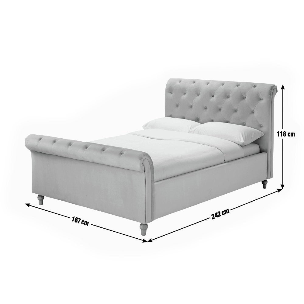 Harrogate Kingsize Velvet Bed Frame - Silver | Luxury Bedroom Style