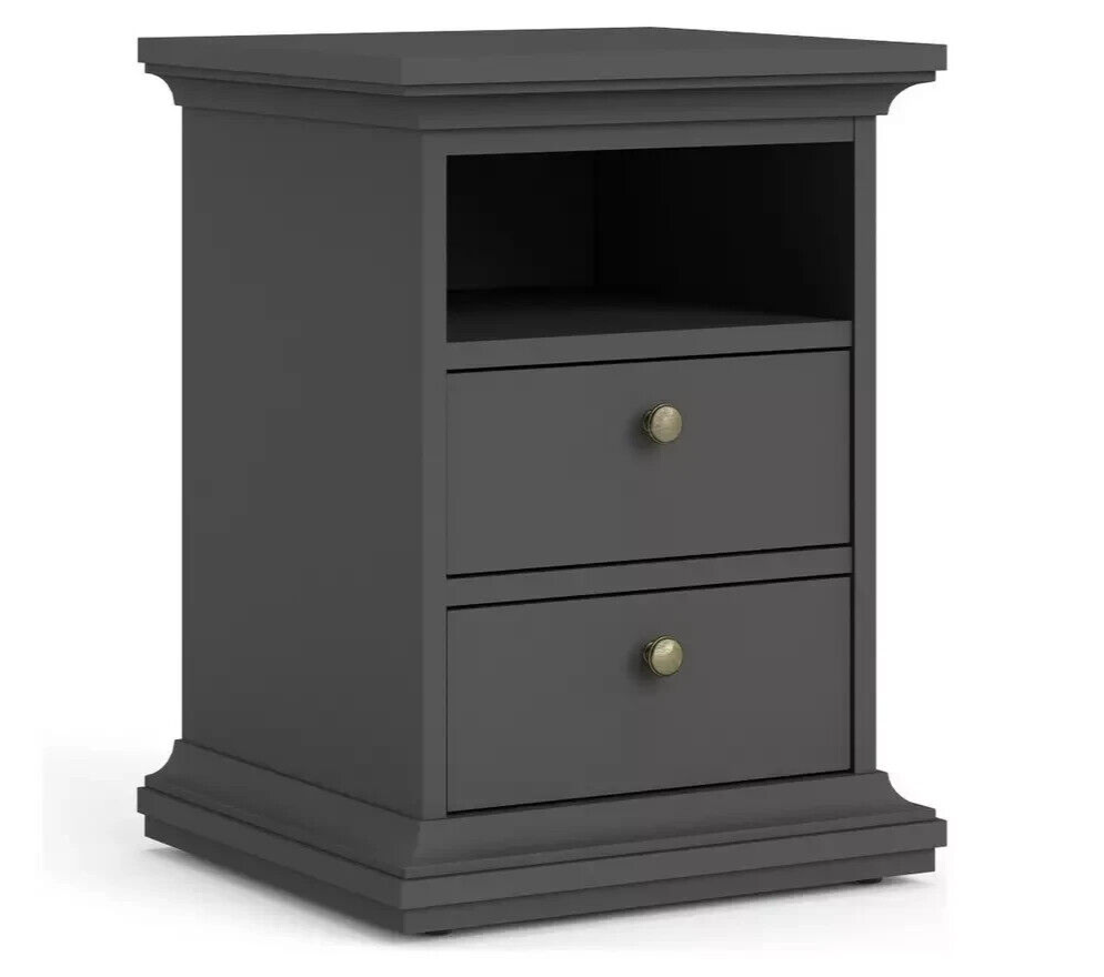 Tvilum Paris 2 Drawer Bedside Table - Grey (B Grade)