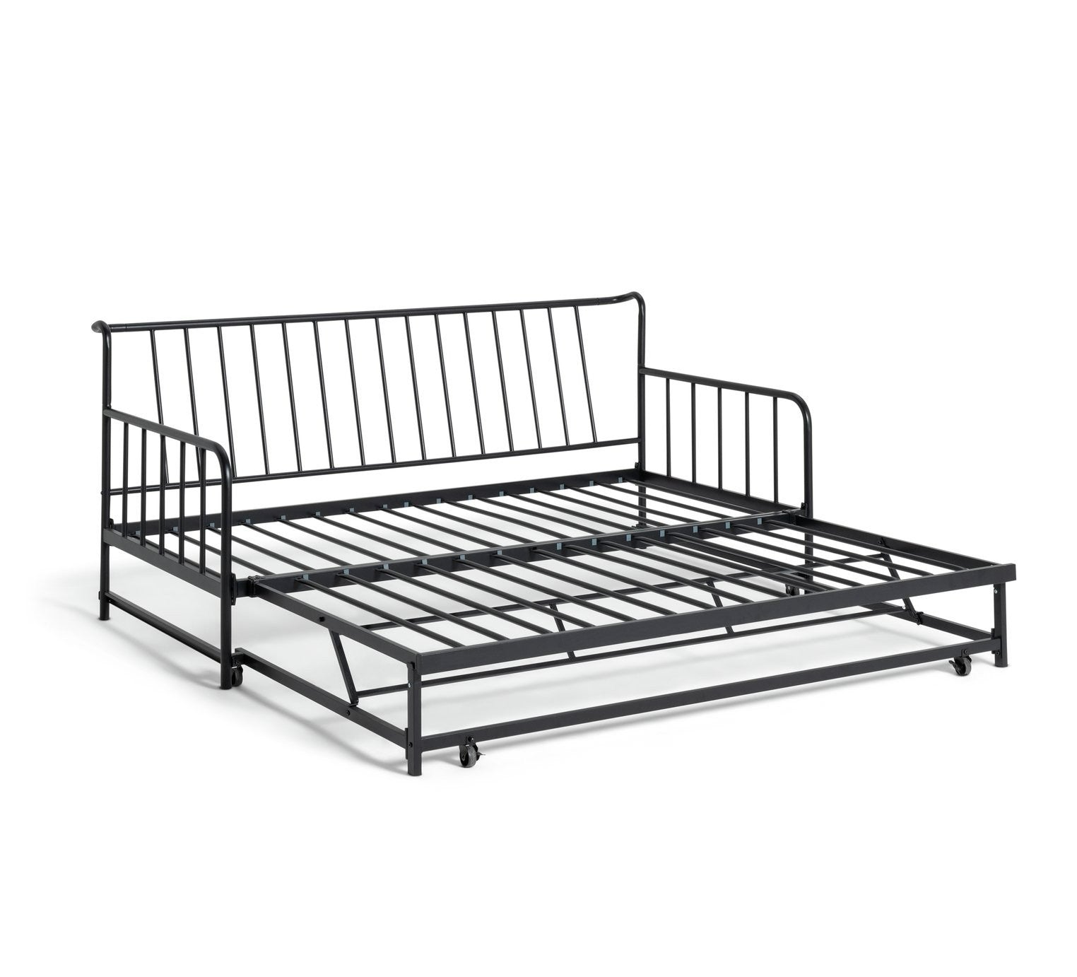 Kanso Metal Guest Bed with Trundle - Black | space-saving guest bed