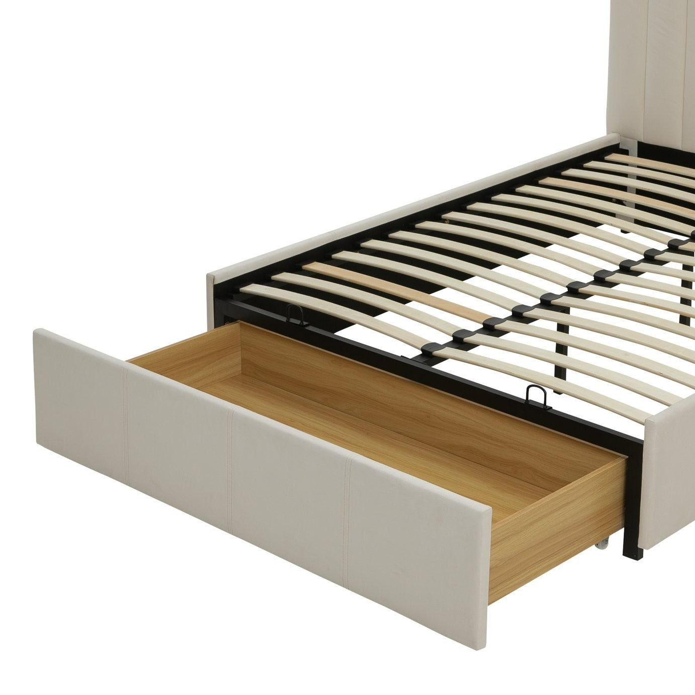 Home Pandora Double Drawer Storage Bed Frame - Cream | Stylish Bedroom Refresh