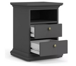 Paris 2 Drawer Bedside Table - Grey