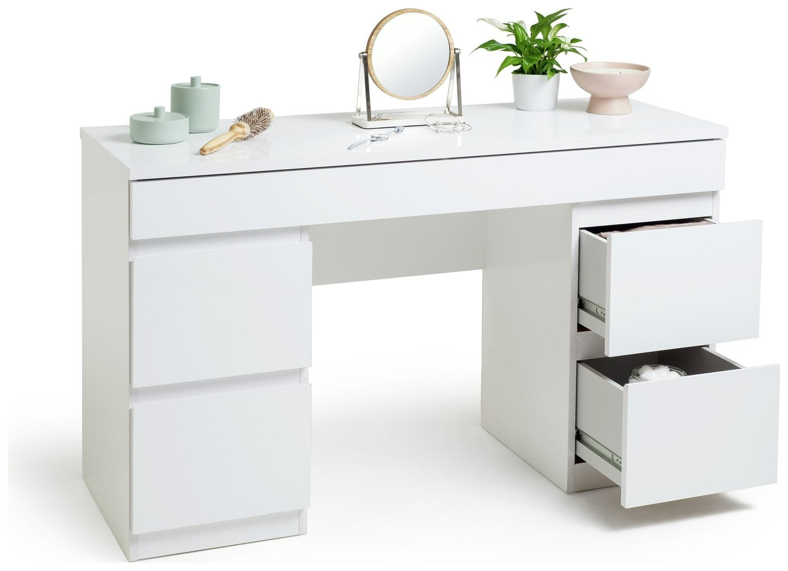 Jenson Double Pedestal Dressing Table-Matte White (B GRADE)