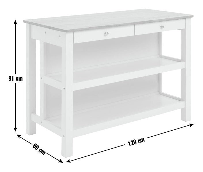 Chicago Solid Wood 2 Seater Bar Island - Cream