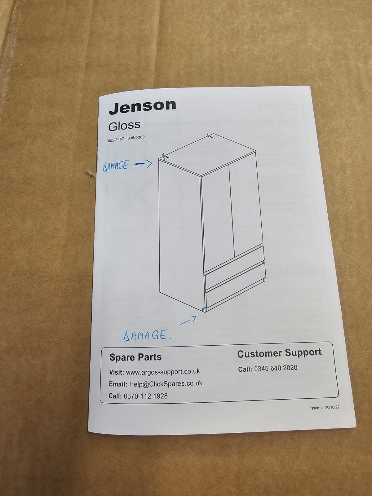 Jenson 2 Door 2 Drawer Wardrobe - White Gloss ( B Grade )