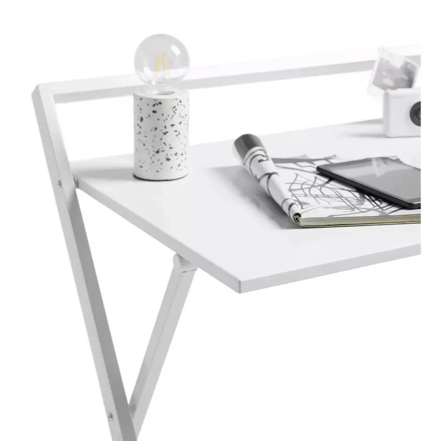 Compact Folding Office Desk White | Foldable Computer Work Table Furniture