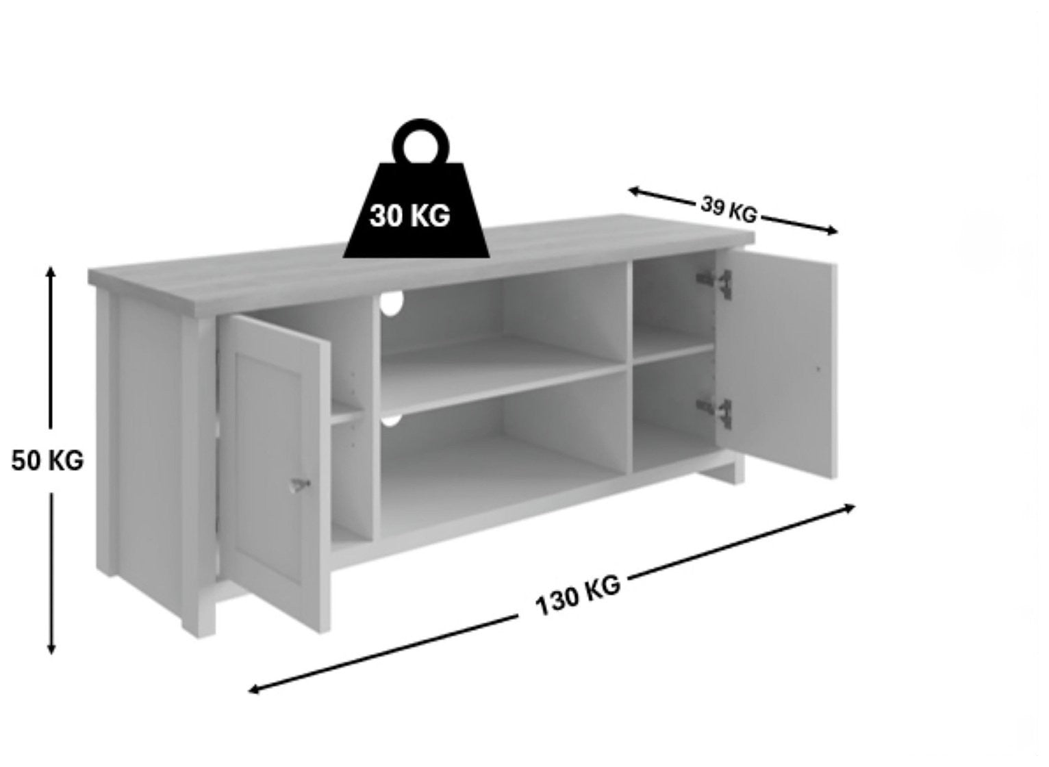 GFW Lancaster 2 Door TV Unit - Cream | 2 door TV unit