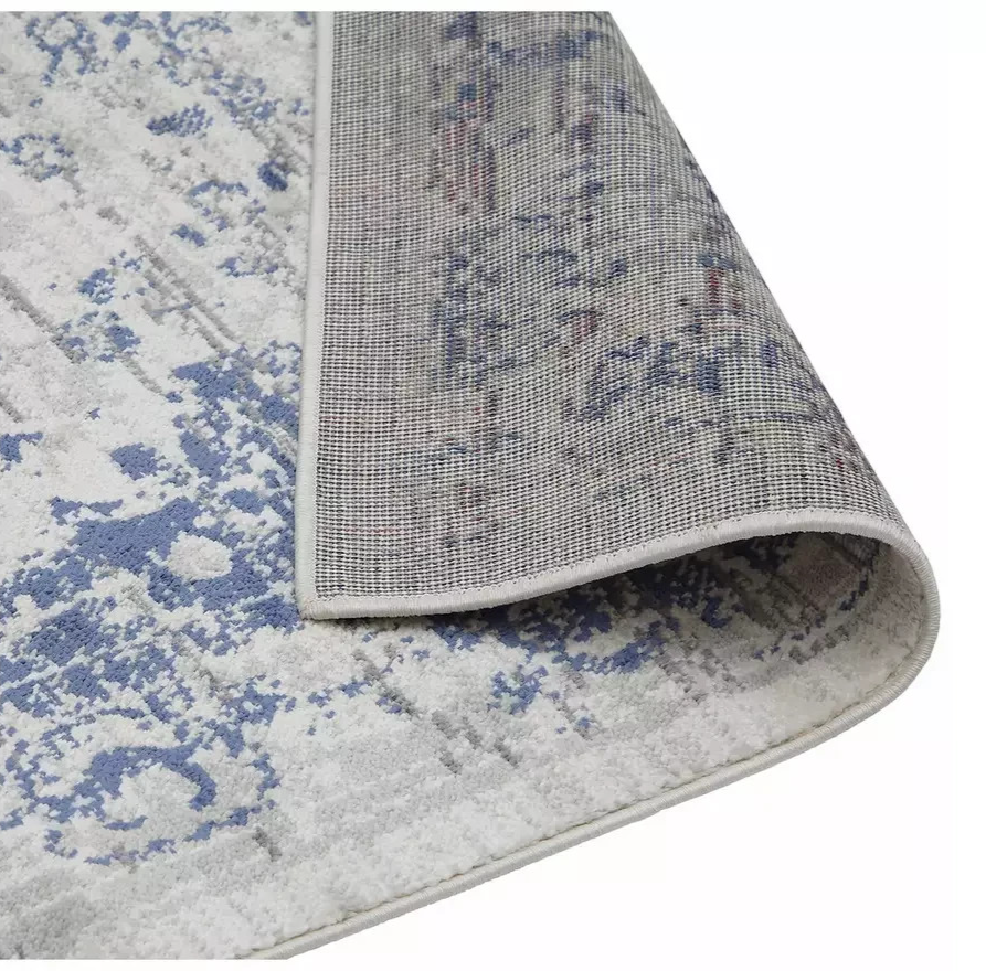 Traditional Natural & Blue Rug | 160x230cm | Traditional Living Room Bedroom Rug