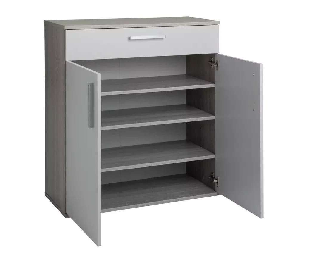 Venetia 2 Door Shoe Storage Cabinet - Grey & Oak