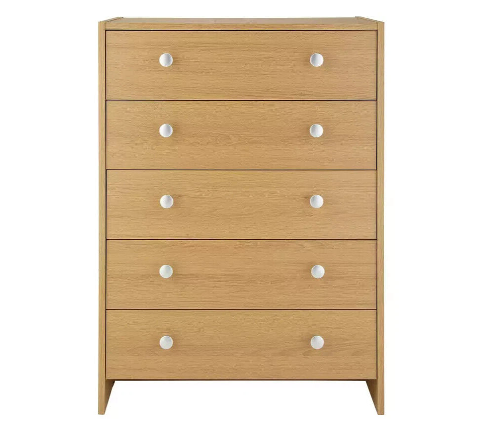 Seville 5 Drawer Chest of Drawers - Oak Effect