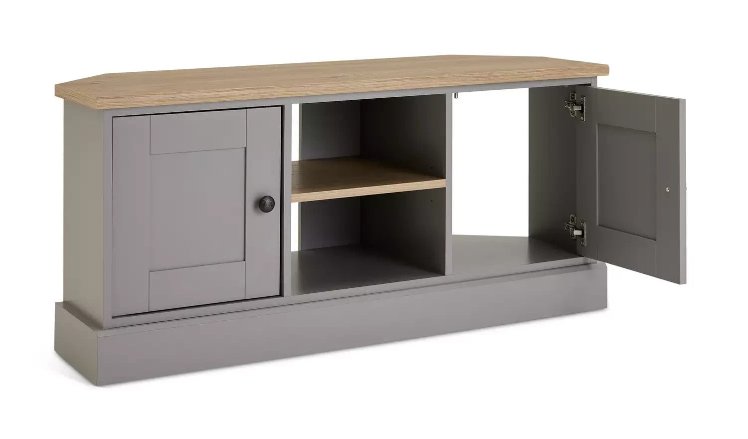 Home Winchester 2 Door Corner TV Unit Grey | Living Room TV Stand Cabinet