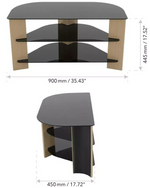 AVF Corner TV Stand With Storage Oak Eff Up to 42 Inch TV Unit Glass Black 90cm