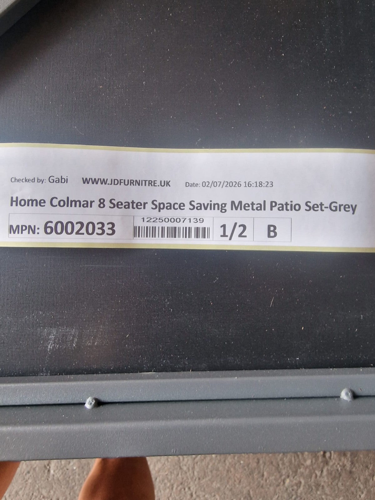 Colmar 8 Seater Space Saving Metal Patio Set-Grey (B GRADE)
